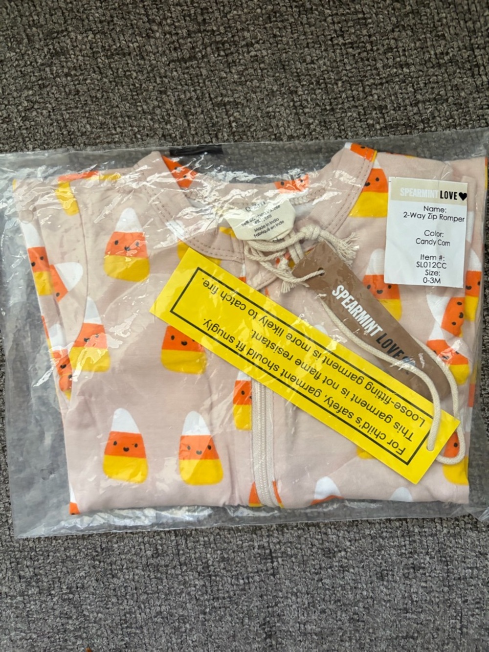 SpearmintLOVE Candy Corn 2-Way Zip Romper, NIB
